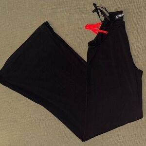 The Kript - Black Flowy Straight Leg Pants With Faux G-Strings